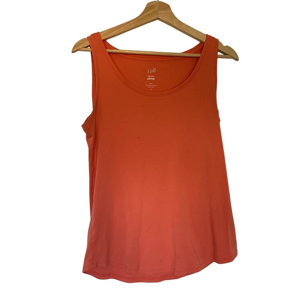 J.Jill perfect pima bright orange‎ tangerine sleeveless tank top women's M FLAW